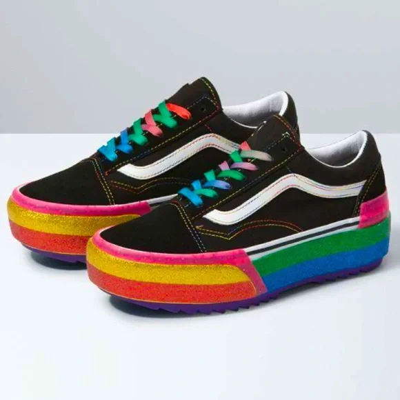 Vans Rainbow Glitter Old Skool Stacked Sneaker - Picture 6 of 15